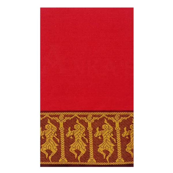 Classical Dance Practice Saree(Red With Brown& Yellow Doll)