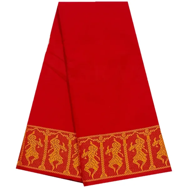 Classical Dance Practice Saree(Red With Yellow Doll)