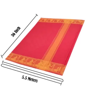 Classical Dance Practice Saree(Red With Yellow Sitting Doll)