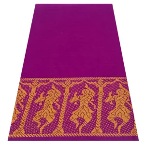 Classical Dance Practice Saree(Magenta With Gold Doll)