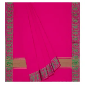 Classical Dance Practice Saree(Pink With Green Doll)