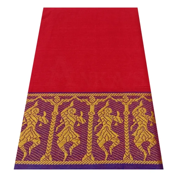 Classical Dance Practice Saree(Red With Blue & Yellow Doll)