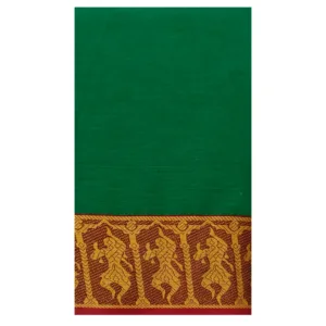 Classical Dance Practice Saree(Cross Green With Red&Yellow Doll)