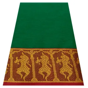 Classical Dance Practice Saree(Cross Green With Red&Yellow Doll)