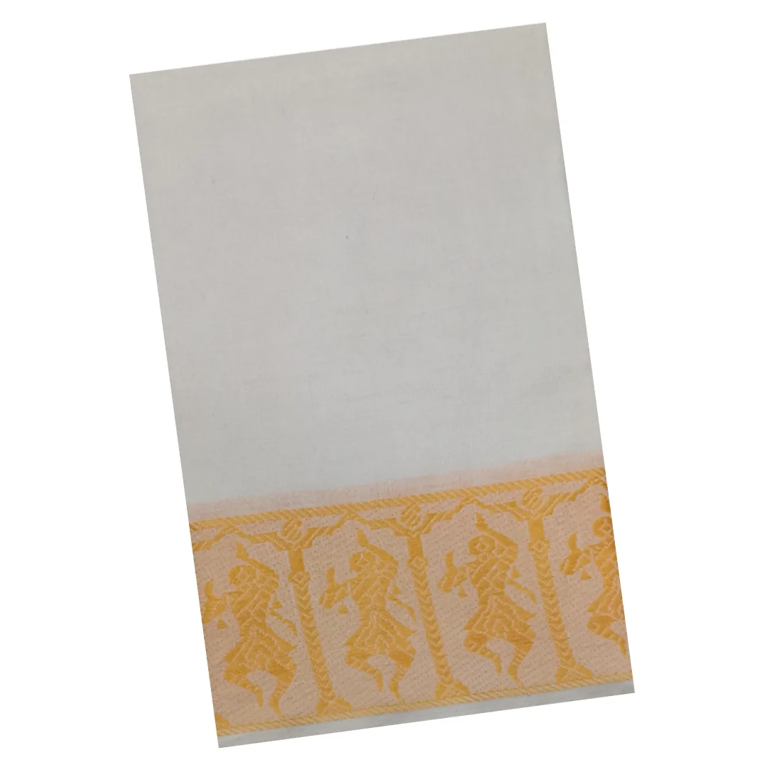Classical Dance Practice Saree(White With RYellow Doll)