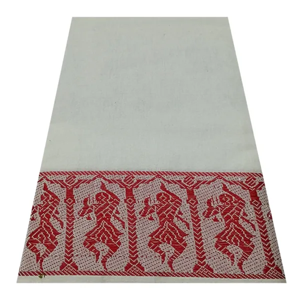 Classical Dance Practice Saree(White With Red Doll)