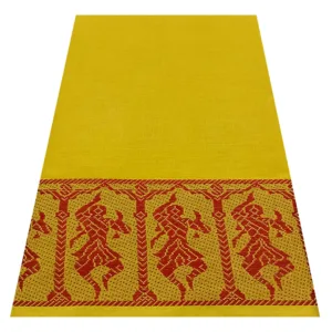 Classical Dance Practice Saree(Yellow with Red Colour Doll Border)