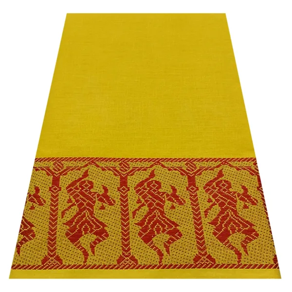Classical Dance Practice Saree(Yellow with Red Colour Doll Border)