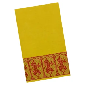 Classical Dance Practice Saree(Yellow with Red Colour Doll Border)