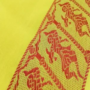 Classical Dance Practice Saree(Yellow with Red Colour Doll Border)
