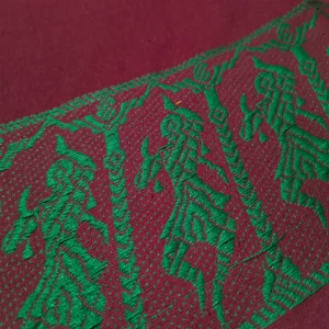 Classical Dance Practice Saree(Maroon With Green Doll)